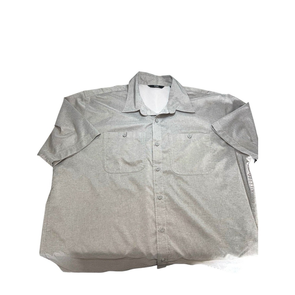 Men's Wrangler Button Up Short Sleeve Shirt Size XL‎ Gray